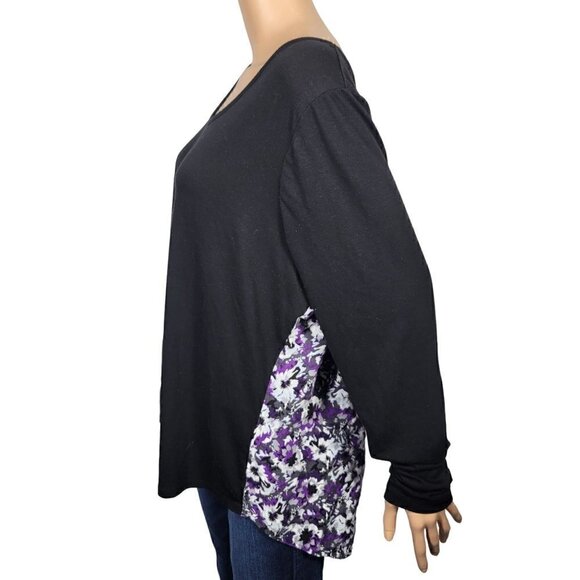 Lane Bryant Women's Black Long Sleeve Floral Purple/Grey Pattern Back Size 18/20 - Picture 6 of 9